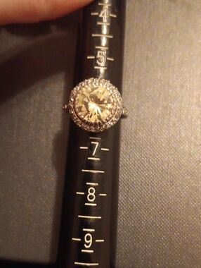 Fantastic Vintage FAS 925 Sterling Silver 5CT CZ Pave Halo Ring - Size 6